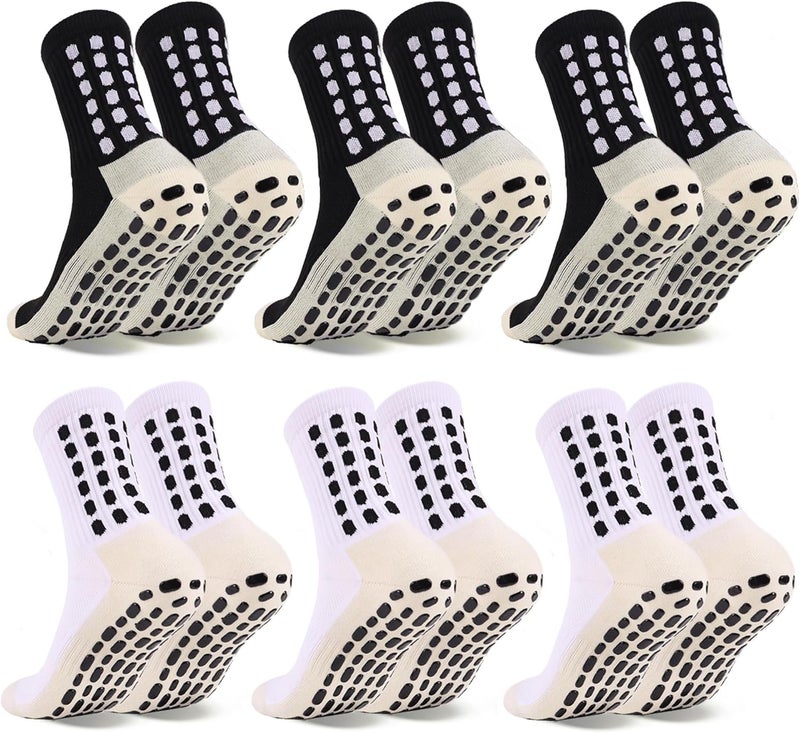 Barrlves Store 6 Pairs Grip Soccer Socks Colorful Non Slip Sports Football Basketball Hospital Yoga Socks for Men Women - Image 1